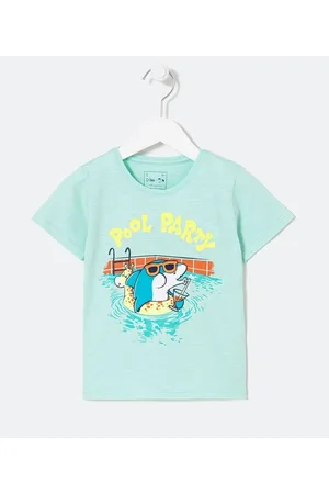 Póim (1 a 5 anos) Camiseta Infantil com Estampa Interativa de Tubarão - Tam 1 a 5 anos