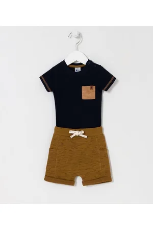 Teddy Boom Conjunto Infantil Body com Bolsinho e Bermuda com Bolso Lateral - Tam 0 a 18 meses