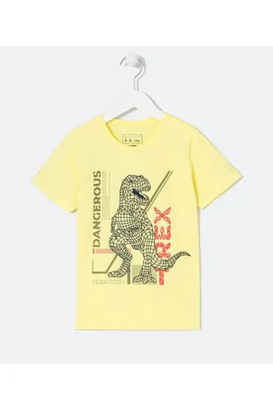 Fuzarka Camiseta Infantil com Estampa de Dinossauro T-Rex - Tam 5 a 14 anos