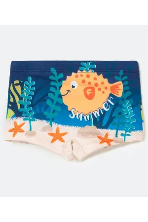 Cubus Sunga Infantil Boxer com Estampa de Peixe Bolha - Tam 1 a 4 anos