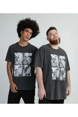 The Simpsons Camiseta Manga Curta Marmorizada Estampa Bart e Krusty