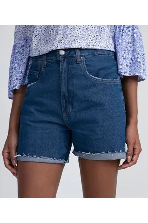 Marfinno Bermuda Jeans com Barra Desfiada