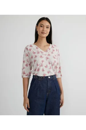 Cortelle Blusa Manga Curta em Viscolycra com Estampa Floral