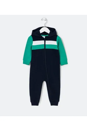 Teddy Boom Macacão Infantil com Recortes Color Block e Capuz - Tam 0 a 18 Meses