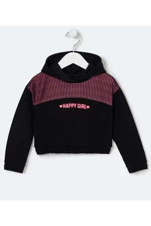 Póim (1 a 5 anos) Blusão Infantil em Moletom com Capuz e Estampa Happy Girl - Tam 1 a 5 anos