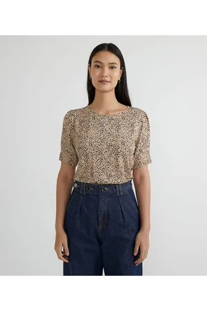 Cortelle Blusa Manga Curta em Viscolycra com Estampa Mini Animal Print Onça