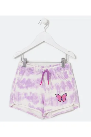 Fuzarka Short Infantil em Molecotton Tie Dye com Bordado de Borboleta - Tam 5 a 14 anos