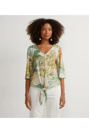 Marfinno Blusa Manga Curta em Malha com Estampa Floral