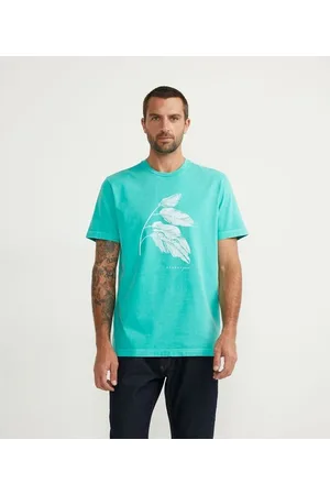 Marfinno Camiseta Manga Curta em Algodão com Estampa de Folhagem