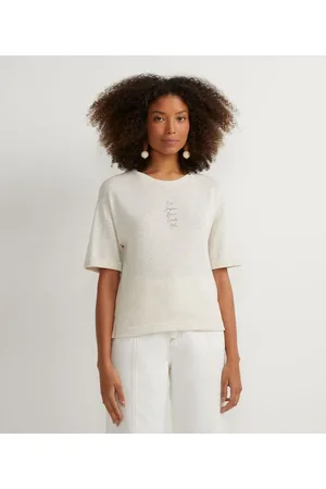Marfinno Blusa Manga Curta com Estampa Localizada