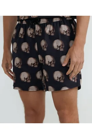 Blue Steel Bermuda em Paper Touch com Estampa Skull
