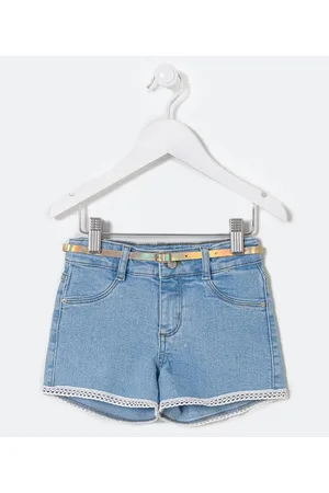 Póim (1 a 5 anos) Short Infantil em Jeans com Cinto Holográfico - Tam 1 a 5 anos