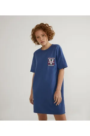 Blue Steel Vestido Curto em Piquet com Estampa Frente e Costas
