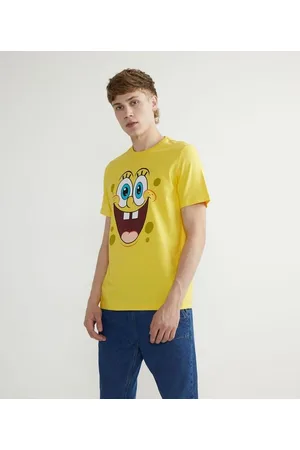 Spongebob Camiseta Manga Curta em Algodão com Estampa do