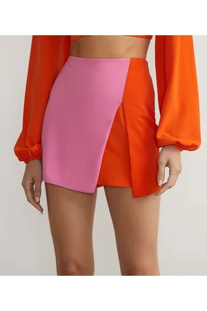 Blue Steel Short Saia Curto em Crepe Color Block