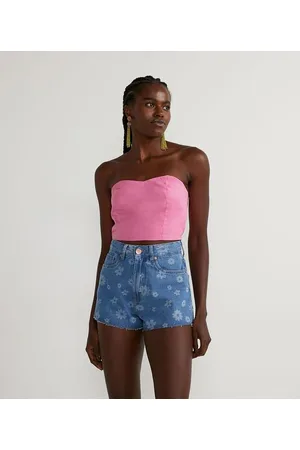 Blue Steel Blusa Cropped com Lastex nas Costas