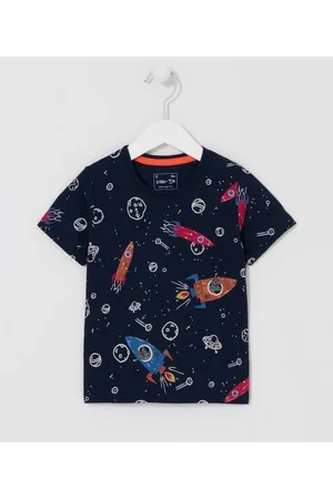 Póim (1 a 5 anos) Camiseta Infantil com Estampa de Dinossauro Espacial - Tam 1 a 5 anos