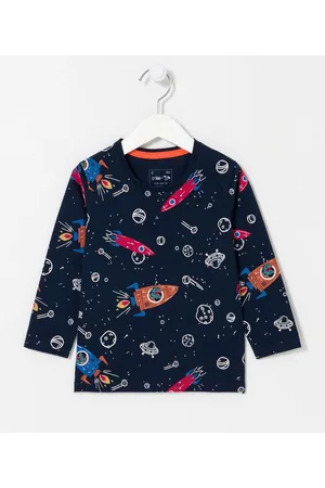 Póim (1 a 5 anos) Camiseta Infantil com Estampa Espacial - Tam 1 a 5 Anos