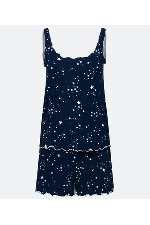 Love & Toast Pijama Short Doll em Ribana com Estampa de Estrelinhas
