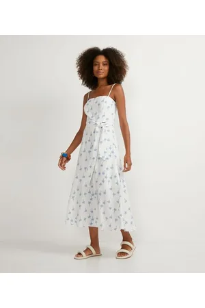 Marfinno Vestido Midi em Viscose com Estampa de Coqueiros