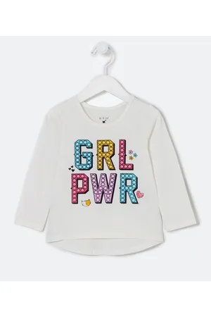 Póim (1 a 5 anos) Blusa Infantil com Estampa Grl Pwr - Tam 1 a 5 anos