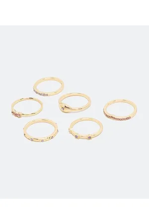 Cubus Kit 6 Anéis em Metal com Strass Colorido