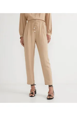 Cortelle Calça Fluída em Viscose com Amarração na Cintura