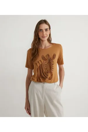 Marfinno Blusa em Viscose com Bordado de Zebra