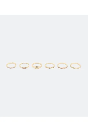 Cubus Kit 6 Anéis em Metal com Strass Colorido