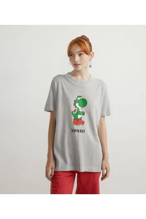 Nintendo Blusa Manga Curta em Algodão com Estampa do Yoshi