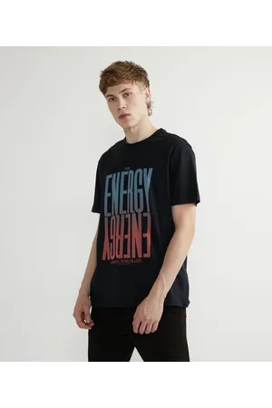 Blue Steel Camiseta Manga Curta em Algodão com Estampa em Lettering Degradê