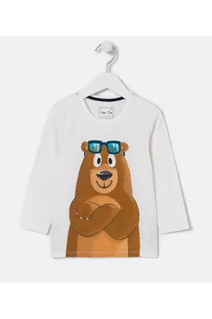 Póim (1 a 5 anos) Camiseta Infantil com Estampa Urso de Óculos - Tam 1 a 5 Anos
