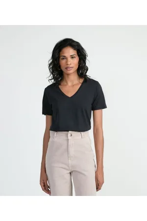 Marfinno Blusa Básica em Algodão com Decote V