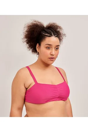 Ashua Curve e Plus Size Biquíni Top Reto com Franzido e Bojo Curve & Plus Size