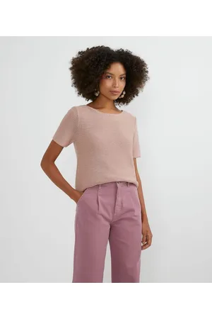 Marfinno Blusa em Tricô com Manga Curta sem Estampa