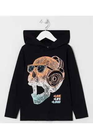 Fuzarka Camiseta Infantil com Estampa de Caveira - Tam 5 a 14 anos
