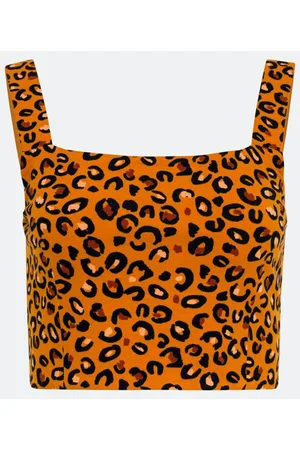 Blue Steel Blusa Regata Cropped em Algodão com Estampa Animal Print Onça