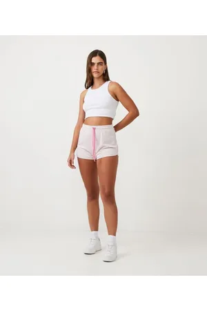 Blue Steel Short Runner em Moletinho Estampa Risca de Giz com Amarração no Cós