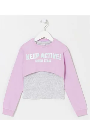 Fuzarka Blusão Infantil com Lettering Keep Active e Regata por Baixo - Tam 5 a 14 Anos