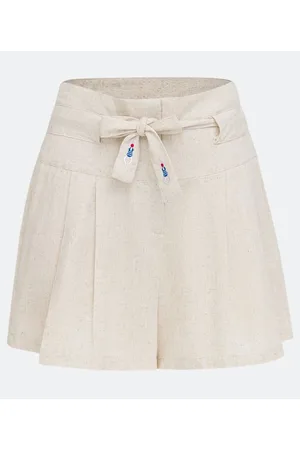 Blue Steel Short Clochard em Viscolinho com Detalhe Bordado de Nadadora