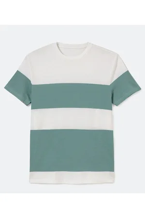 Marfinno Camiseta Manga Curta com Bloco de Cor e Textura em Algodão