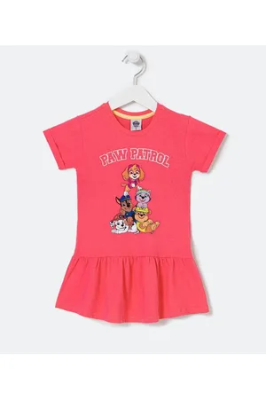 Paw Patrol Vestido Infantil Estampa Patrulha Canina - Tam 2 a 6 Anos