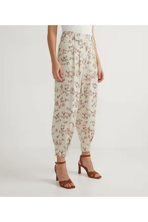 A-Collection Calça Cenoura em Linho com Estampa de Cavalos