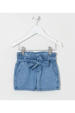Póim (1 a 5 anos) Short Clochard Infantil em Jeans com Cinto - Tam 1 a 5 anos