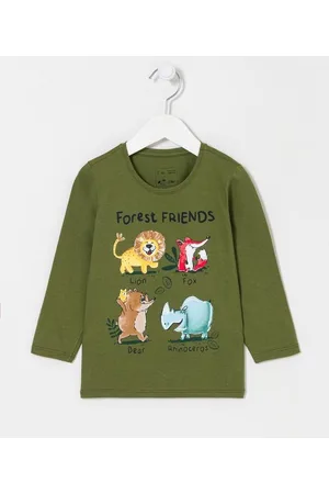 Póim (1 a 5 anos) Camiseta Infantil com Estampa Amigos da Floresta - Tam 1 a 5 anos