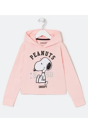 Snoopy Blusa Cropped Infantil com Capuz e Estampa de - Tam 5 a 14 anos