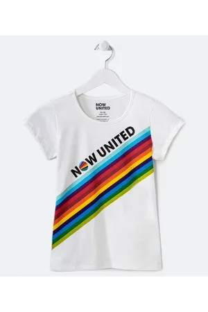Now United Blusa Infantil com Estampa e Listras Coloridas - Tam 5 a 14 anos