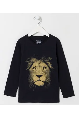 Fuzarka Camiseta Infantil com Estampa Leão - Tam 5 a 14 Anos