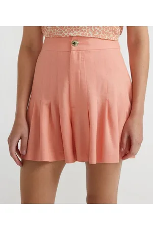 A-Collection Bermuda em Linho Godê com Pregas e Botão