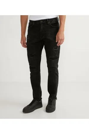 Blue Steel Calça Skinny em Jeans com Rasgos e Puídos